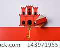 Cargo containers on the Gibraltar flag as a backdrop for goods logistics. Cargo containers 143971965