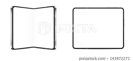 Realistic modern foldable smartphone mockup with blank screen isolated Realistic modern foldable smartphone mockup with blank screen isolated 143972271