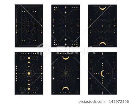 Collection of astrological cards featuring celestial elements Collection of astrological cards featuring celestial elements 143972306