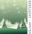 Christmas snow background with pine trees and falling snowflakes vector design    143972838