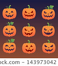 Halloween pumpkins logo and icon set vector design    143973042