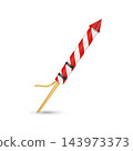 3D firework rockets and firecrackers set with sparkling effects for patriotic celebrations, party decorations, and festive American holidays on white background 143973373