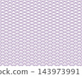 A traditional Japanese pattern featuring purple seigaiha (wave pattern) on a white background. 143973991