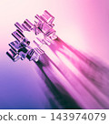 Christmas cutter as snowflake on neon pink and blue rays. Creative Xmas pattern. Square image. 143974079