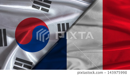Bilateral relations between South Korea and France. Flag of South Korea and France Bilateral relations between South Korea and France. Flag of South Korea and France 143975998