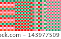 Red, green and pink Christmas check vector seamless pattern set, Retro mosaic squares plaid for holiday backgrounds, gift wrapping paper designs and textile decor 143977509