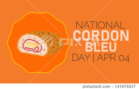 National cordon bleu day april 4 poster design with breaded meat web graphic celebration illustration culinary appetizer restaurant gastronomy stylized background creative delicious National cordon bleu day april 4 poster design with breaded meat web graphic celebration illustration culinary appetizer restaurant gastronomy stylized background creative delicious 143978837