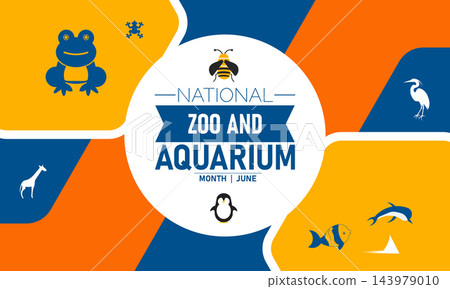 Zoo and Aquarium Month Vector Wildlife Conservation Poster Banner Design Illustration 143979010