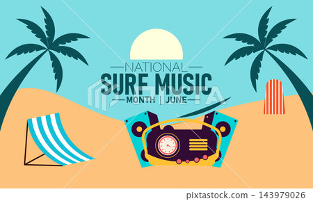International Surf Music Month Vector Music Festival Poster Banner Design Illustration 143979026