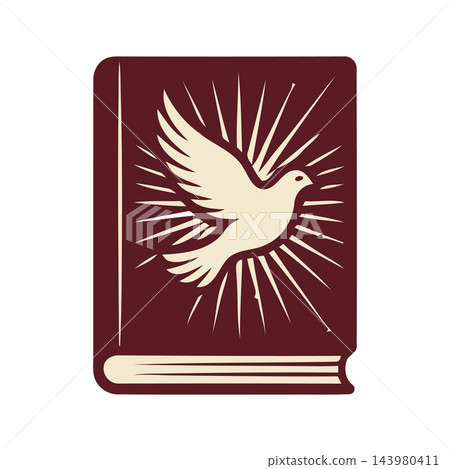 Stylized illustration of a dove emerging from an open book, representing spiritual enlightenment, divine inspiration, and religious concepts. Stylized illustration of a dove emerging from an open book, representing spiritual enlightenment, divine inspiration, and religious concepts. 143980411