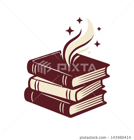 An illustration of a stack of vintage books emitting magical smoke and sparkles, representing imagination and learning. An illustration of a stack of vintage books emitting magical smoke and sparkles, representing imagination and learning. 143980414
