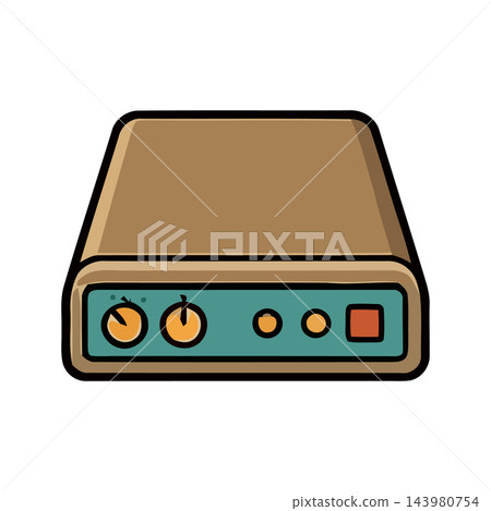 Stylized illustration of a portable external hard drive, symbolizing data storage and technology. Stylized illustration of a portable external hard drive, symbolizing data storage and technology. 143980754