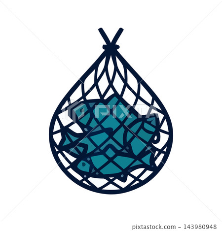 A simple illustration of a fishing net filled with several healthy, blue fish, symbolizing a successful catch. A simple illustration of a fishing net filled with several healthy, blue fish, symbolizing a successful catch. 143980948