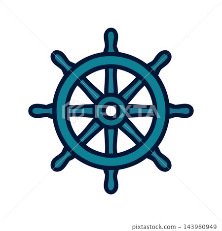 Stylized illustration of a ship's steering wheel, representing navigation, guidance, and maritime themes. Stylized illustration of a ship's steering wheel, representing navigation, guidance, and maritime themes. 143980949