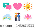 Mental health set of six illustrations, community and volunteering clipart isolated on white 143981533
