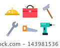 Home repair set of six illustrations, community and volunteering clipart isolated on white 143981536