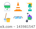 Neighborhood cleanup collection of six illustrations, kindness and charity clipart on white 143981547