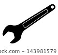Silhouette of an open-end wrench 143981579