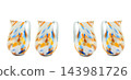 Decorative handmade glass jugs set with colorful spots isolated on plain white background horizontal studio photograph with ample copy space 143981726