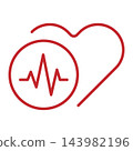 minimalist linear icon, heart rhythm line 143982196