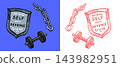 Self defence concept and weight barbell with chain. Psychology or motivational icons 143982951
