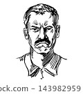 Non recognisable abstract male face hand drawn with expression of emotion. portrait 143982959