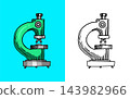 Microscope drawing icon in doodle hand drawn style 143982966