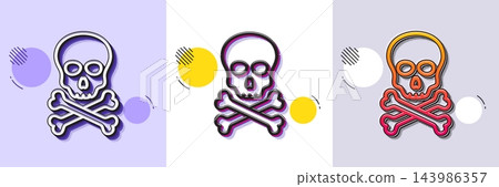Chemical hazard line icon. Halftone dotted pattern. Gradient icon with grain shadow. Laboratory toxic sign. Death skull symbol. Line chemical hazard icon. Various designs. Vector 143986357