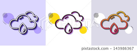 Rainy weather forecast line icon. Halftone dotted pattern. Gradient icon with grain shadow. Clouds with rain sign. Cloudy sky symbol. Line rainy weather icon. Various designs. Vector Rainy weather forecast line icon. Halftone dotted pattern. Gradient icon with grain shadow. Clouds with rain sign. Cloudy sky symbol. Line rainy weather icon. Various designs. Vector 143986367