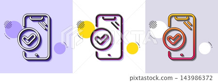 Approved phone line icon. Halftone dotted pattern. Gradient icon with grain shadow. Accepted smartphone sign. Verified device symbol. Line approved phone icon. Various designs. Vector Approved phone line icon. Halftone dotted pattern. Gradient icon with grain shadow. Accepted smartphone sign. Verified device symbol. Line approved phone icon. Various designs. Vector 143986372