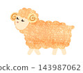 New Year's greeting card material for 2027: Orange gold sheep character illustration for the Year of the Sheep 143987062