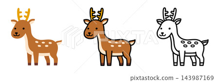 Deer illustration set: Pop and cute animals 143987169