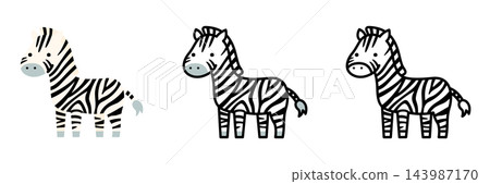 Zebra illustration set: Pop and cute animals Zebra illustration set: Pop and cute animals 143987170