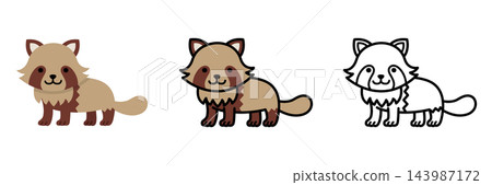 Raccoon illustration set: Pop and cute animals Raccoon illustration set: Pop and cute animals 143987172