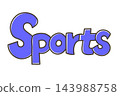 The word "Sports" in a pop, handwritten style. 143988758