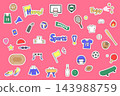 Cute hand-drawn sticker set for sports-related designs 143988759