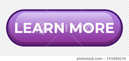 Learn more button. Realistic purple "Learn More" button. Web button isolated on transparent background. UI button concept. Purple rounded box vector symbol Learn more button. Realistic purple "Learn More" button. Web button isolated on transparent background. UI button concept. Purple rounded box vector symbol 143989230