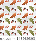 Vector seamless pattern with autumn leaves, berries, and acorns. Autumn decoration background for prints, packaging, covers 143989393