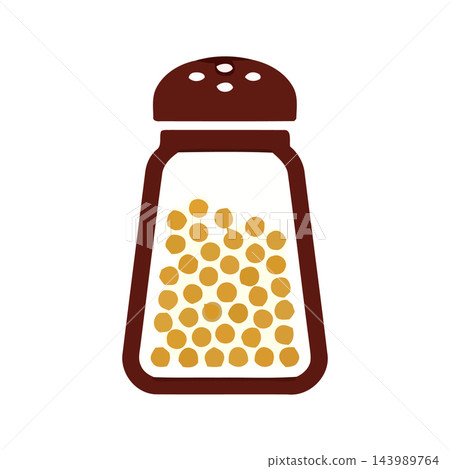 Simple graphic illustration of a shaker filled with small grains, suitable for culinary or seasoning concepts. Simple graphic illustration of a shaker filled with small grains, suitable for culinary or seasoning concepts. 143989764