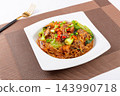 traditional Chinese Fried Rice Noodles with Pork Jowl and Spicy Chili 143990718