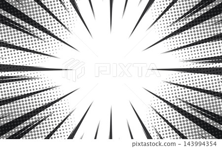 Comic style black and white radial lines background. Manga speed frame. Superhero action.  143994354