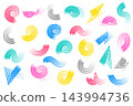 A set of abstract lines and swirls that look like they were drawn with a broken brush. 143994736
