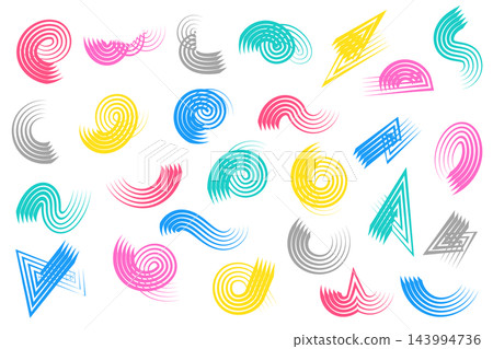 A set of abstract lines and swirls that look like they were drawn with a broken brush. A set of abstract lines and swirls that look like they were drawn with a broken brush. 143994736