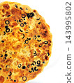 home made pizza with onion and olives 143995802