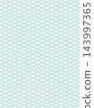 A Japanese-style pattern with a pale emerald green seigaiha (wave pattern) on a white background. 143997365