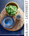 Tableware and plants viewed from above 143998037
