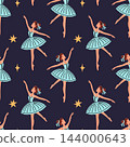 Ballet dancers in turquoise tutus seamless Christmas pattern 144000643