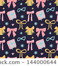 Christmas gift boxes bows and stars seamless pattern 144000644