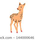 Cute Christmas Reindeer with Red Antlers and Hooves 144000646