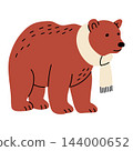 Cute Brown Bear Wearing a Cream Winter Scarf 144000652